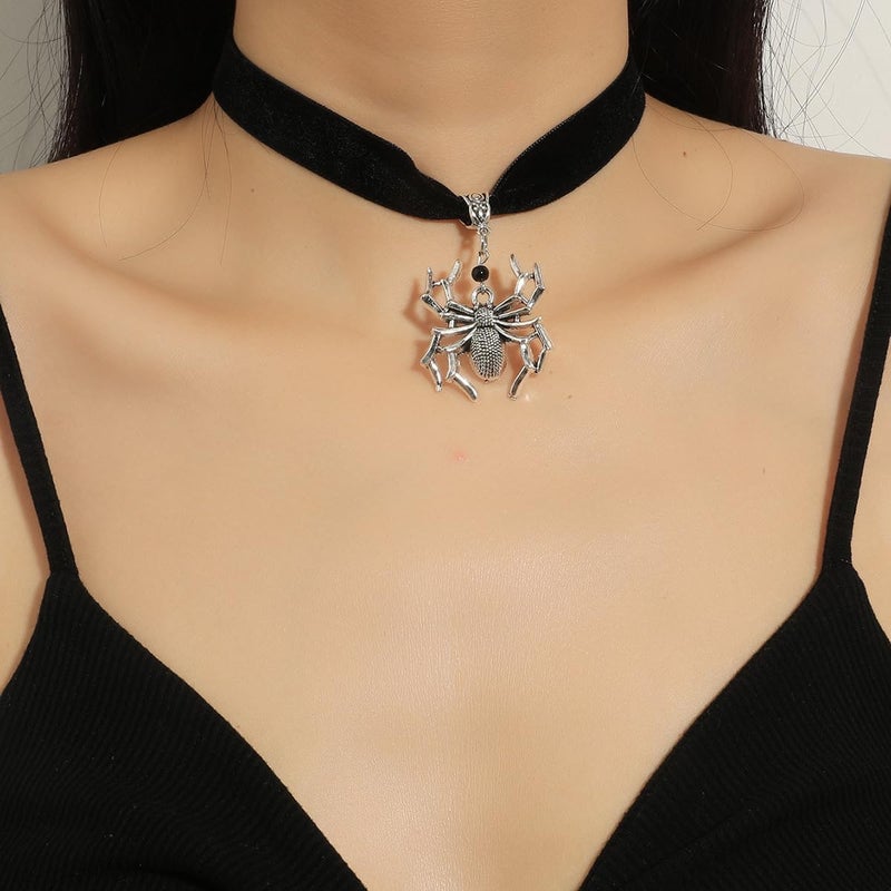 Cicod Gothic Black Velvet Goth Choker Necklace for Women,Cameo Black Choker Crow Skull Pendant Necklace Vintage Collar Skull Necklace Gothic Jewelry - Image 5
